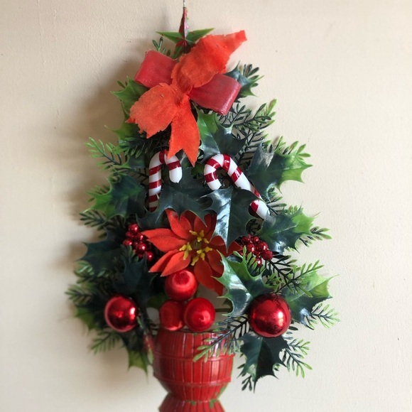 Vtg 70’s Flocked Tree Wall Decor - Picture 3 of 12